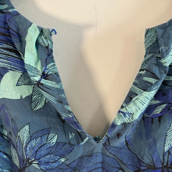 Rebecca Taylor Blue and Green 100% Silk  Floral Tank, Size 2 - Picture 4 of 7